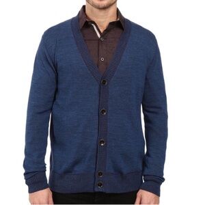 Robert Graham Berenger Navy Purple Hue cardigan Large